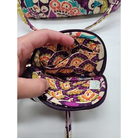 Vera Bradley Tote Bag Plum Crazy Retired Quilted W/ 2 Small Wallet/Wristlets - Picture 6 of 10